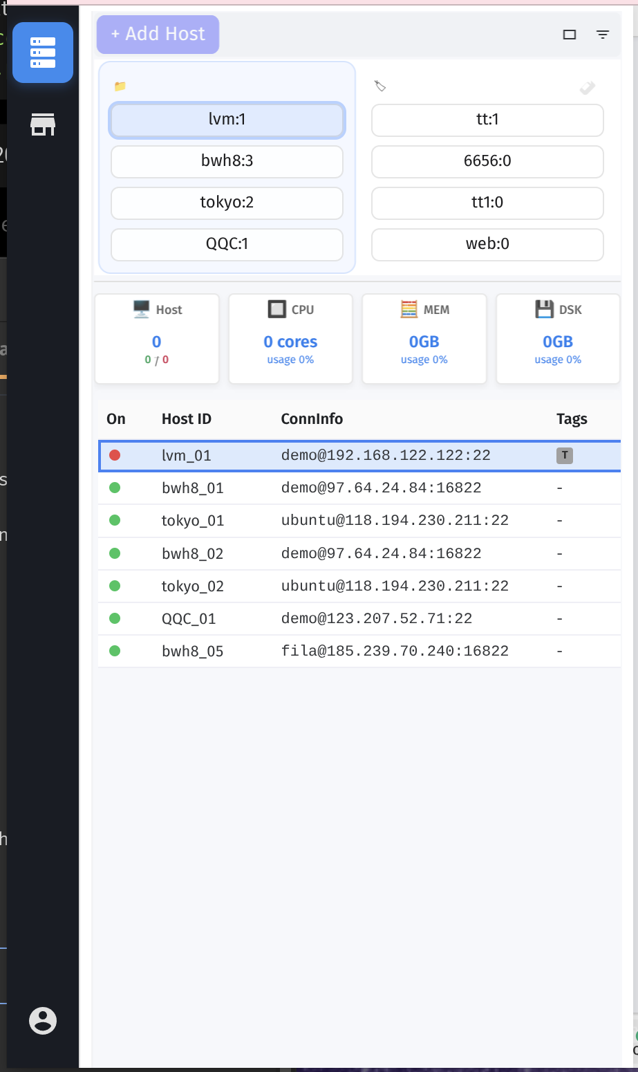 Host Table Filter